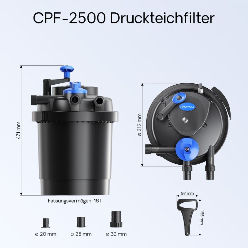 SunSun CPF-2500 painesuodatinsetti 6000 l, 11 W UV-C, NEO-3800 SuperEco pumppu 3600 l/h, 5 m letku 32 mm
