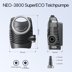 SunSun CPF-2500 painesuodatinsetti 6000 l, 11 W UV-C, NEO-3800 SuperEco pumppu 3600 l/h, 5 m letku 32 mm
