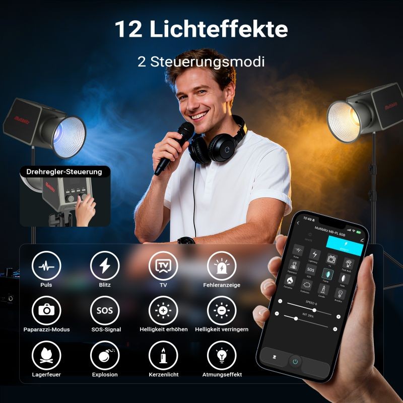 Multiblitz MB-PL LED 100B 100 W LED-valaisin ja FT-8051 valojalka -valaistussetti