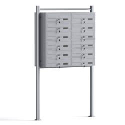 Postilaatikkojärjestelmä 12 lokeroa, hopea, 945 x 270 x 1500 mm, sinkitty teräs