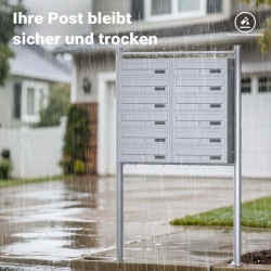 Postilaatikkojärjestelmä 12 lokeroa, hopea, 945 x 270 x 1500 mm, sinkitty teräs