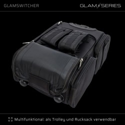 GlamSeries GlamSwitcher vetolaukku ja reppu, kosmetiikkalaukku 5 pussukalla, lämmönkestävä osasto, musta