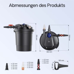 SunSun CPA-10000 painesuodatin 10 000 l/h 11 W UVC-selkeytin 12 000 l