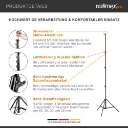 Walimex pro AIR 380 Deluxe valaisinjalkasetti 2 kpl, max 380 cm, ilmajousitus, alumiini, 15 kg kantavuus