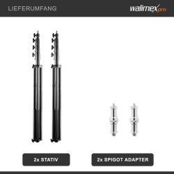 Walimex pro AIR 380 Deluxe valaisinjalkasetti 2 kpl, max 380 cm, ilmajousitus, alumiini, 15 kg kantavuus