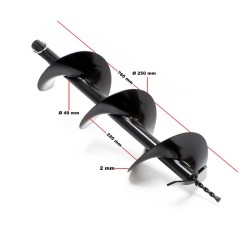 Bensiinikäyttöinen maapora 2 hengelle, 250 mm terä, 2,2 kW 3 PS 63,3 ccm