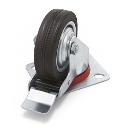 Kääntyvät kokumipyörät 4 kpl, 75 mm, 50 kg/pyörä, kaksoisjarru, kiinnityslevy, musta