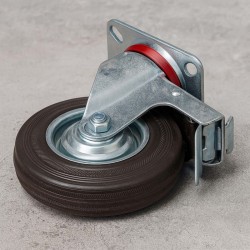 Kääntyvät kokumipyörät 4 kpl, 75 mm, 50 kg/pyörä, kaksoisjarru, kiinnityslevy, musta
