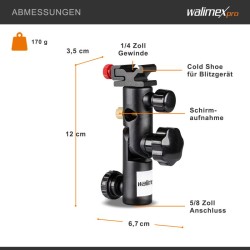 Walimex salamahaltija ja sateenvarjohaltija, metalli, 120 x 67 x 35 mm, -90°...+90°, salamakenkä ja spigot