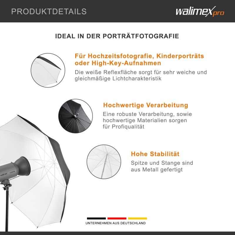 Walimex pro heijastinvarjo 109 cm musta/valkoinen, pehmeä valo