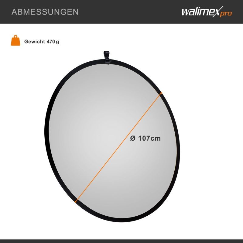 Walimex pro taittuva heijastin Ø 107 cm, kulta/hopea, muoto- ja tuotekuvaukseen, sisältää kantolaukun