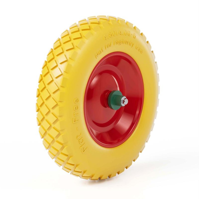 Puhkeamaton PU-pyörä kottikärryihin 4.8/4.00-8 (90 x 390 mm) 160 kg, pistoakselilla