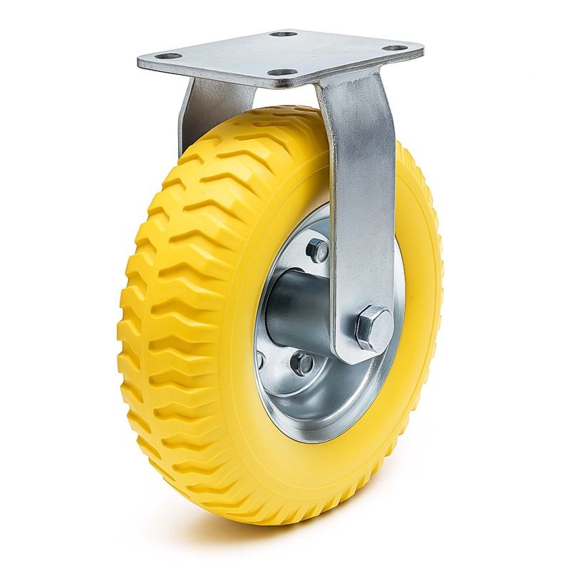 Kiinteä kuljetuspyörä 225 mm x 58 mm, 100 kg, keltainen, PU-rengas