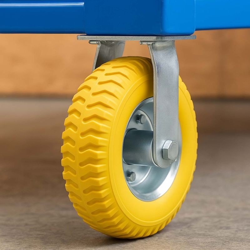 Kiinteä kuljetuspyörä 225 mm x 58 mm, 100 kg, keltainen, PU-rengas