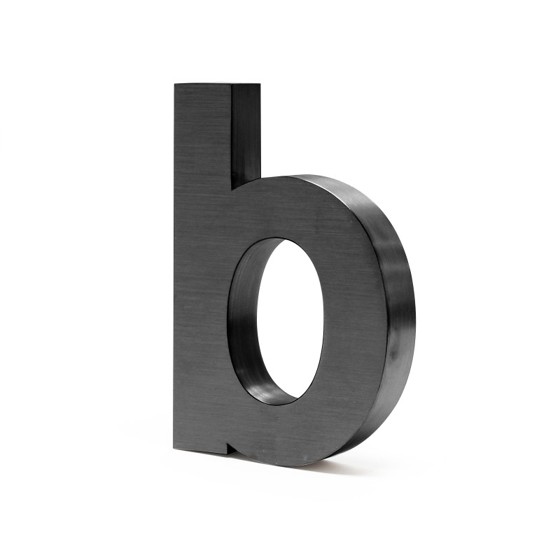 Talon numero 20 cm, antrasiitti, ruostumaton teräs, 3D-muotoilu, Arial-fontti