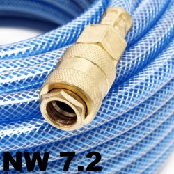 Vahvistettu PVC-paineilmalettu 20 m, max 60 bar, sininen, pikaliitin