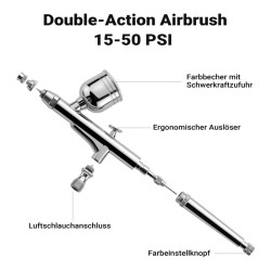 Airbrush-pistooli HS-30-1, 0,3 mm suutin, 7 ml säiliö, mallinnukseen, kynsitaiteeseen ja tatuointeihin
