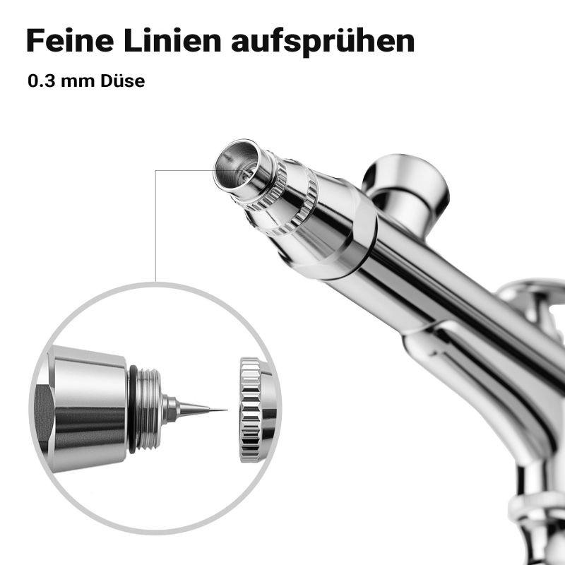 Airbrush-pistooli HS-30-1, 0,3 mm suutin, 7 ml säiliö, mallinnukseen, kynsitaiteeseen ja tatuointeihin