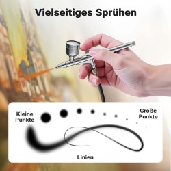 Airbrush-pistooli HS-30-1, 0,3 mm suutin, 7 ml säiliö, mallinnukseen, kynsitaiteeseen ja tatuointeihin