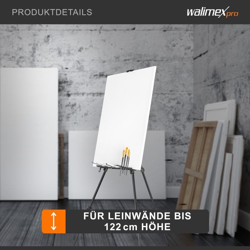 Walimex pro maalausteline L 50-165 cm, alumiini, max. kangaskoko 122 cm, sisältää kantolaukun