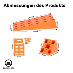 Tasauskeilasetti matkailuautoille ja -vaunuille 2 kpl, 3,5 t, polypropeeni, oranssi, kuljetuslaukulla