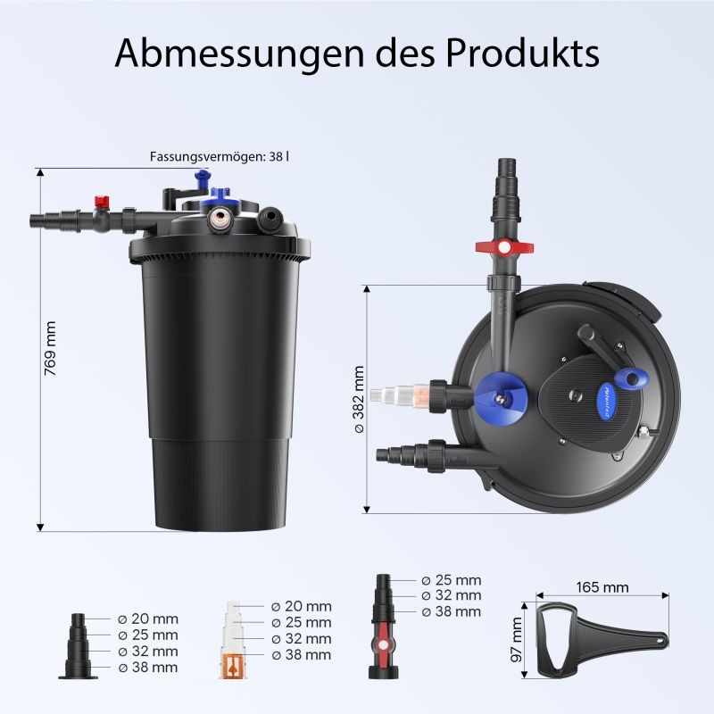 SunSun CPF-15000 painesuodatin 10 000 l/h, 18 W UVC, 30 000 l lampille