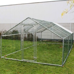Ulkohäkki pieneläimille ja siipikarjalle 2 x 3 x 2 m, sinkitty teräs, aurinkokatos
