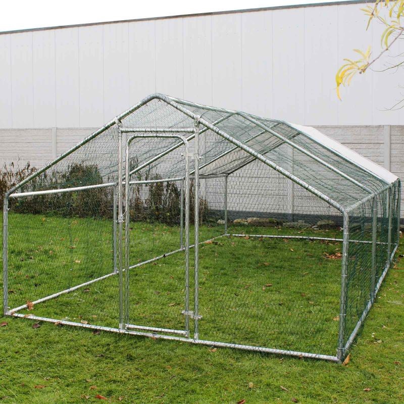 Ulkohäkki pieneläimille ja siipikarjalle 2 x 3 x 2 m, sinkitty teräs, aurinkokatos
