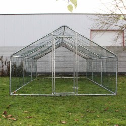 Ulkohäkki pieneläimille ja siipikarjalle 2 x 3 x 2 m, sinkitty teräs, aurinkokatos