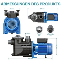 Uima-allaspumppu 22 500 l/h 1500 W