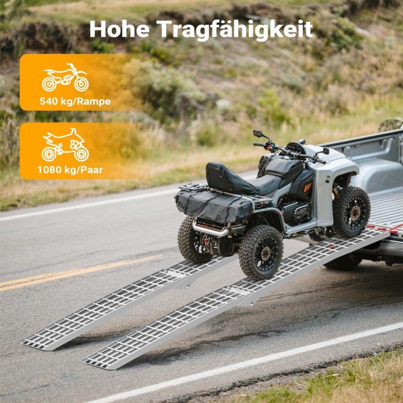 Taitettava alumiininen lastausramppi 310 cm 540 kg moottoripyörille, mönkijöille ja ATV-ajoneuvoille