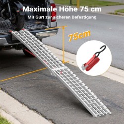 Taitettava alumiininen lastausramppi 310 cm 540 kg moottoripyörille, mönkijöille ja ATV-ajoneuvoille