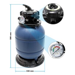 Hiekkasuodatinjärjestelmä HZS-300 uima-altaalle, 380 W, 21,5 kg hiekkakapasiteetti