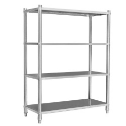 Raskaan sarjan ruostumaton teräshyllykkö V2A 155x120x45 cm keittiöön varastoon ja työpajaan