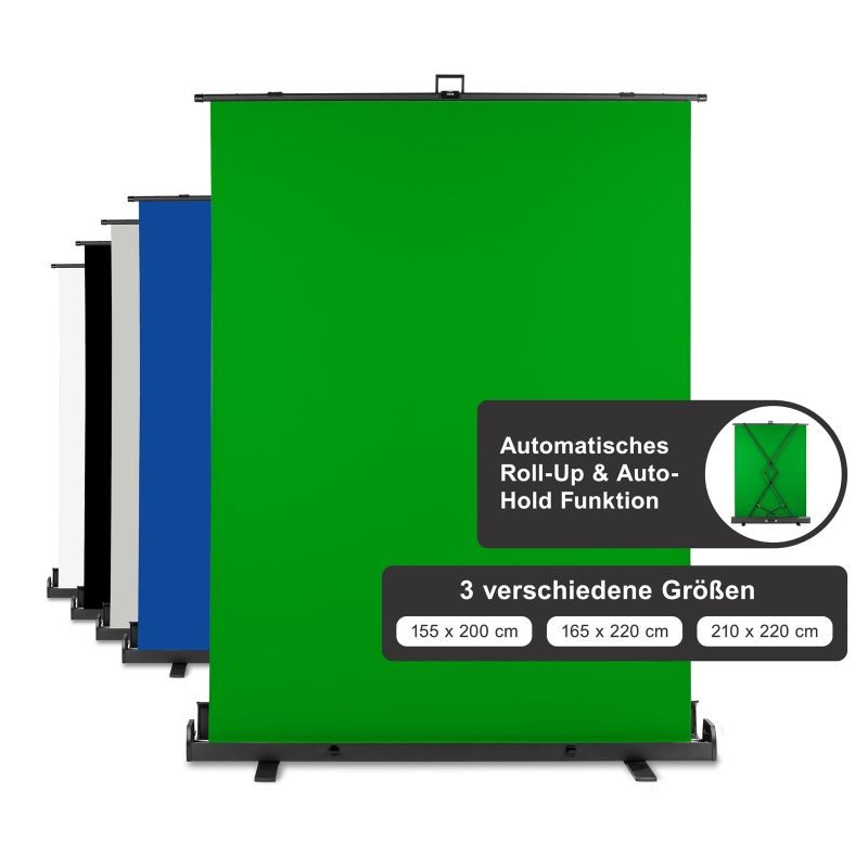Walimex pro rullattava vihreä Greenscreen-taustaseinä 165 x 220 cm, kuljetuslaatikolla