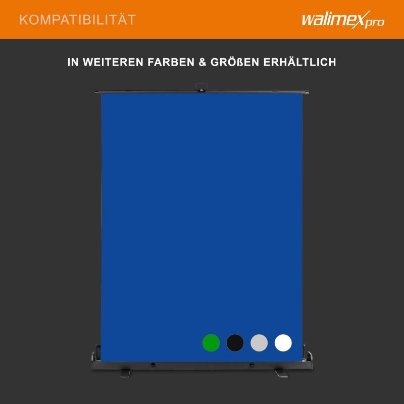 Walimex pro rullattava vihreä Greenscreen-taustaseinä 165 x 220 cm, kuljetuslaatikolla