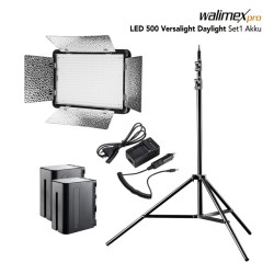 walimex pro LED Versalight 500 Daylight -valaistussetti, jalusta 260 cm ja 2 akkua