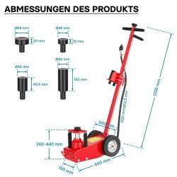 Pneumaattinen pyörätunkki 22 t, 245-535 mm, kuorma-autoille ja traktoreille