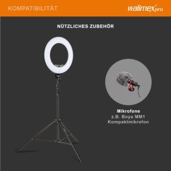 Walimex pro Rainbow RGB LED-rengasvalo 60 W, 45 cm, jalusta, 2x akku ja puhelinpidike