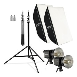 Walimex pro LED studiovalaisinsetti 2 kpl 35 W 60 x 90 cm softboxit valaisinjalat 256 cm 5000 K