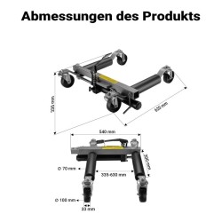 Hydraulinen auton siirtosarja, 2 kpl, 680 kg/kpl, max. 30 cm rengasleveys