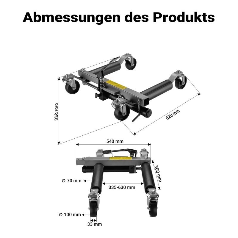 Hydraulinen auton siirtosarja, 2 kpl, 680 kg/kpl, max. 30 cm rengasleveys