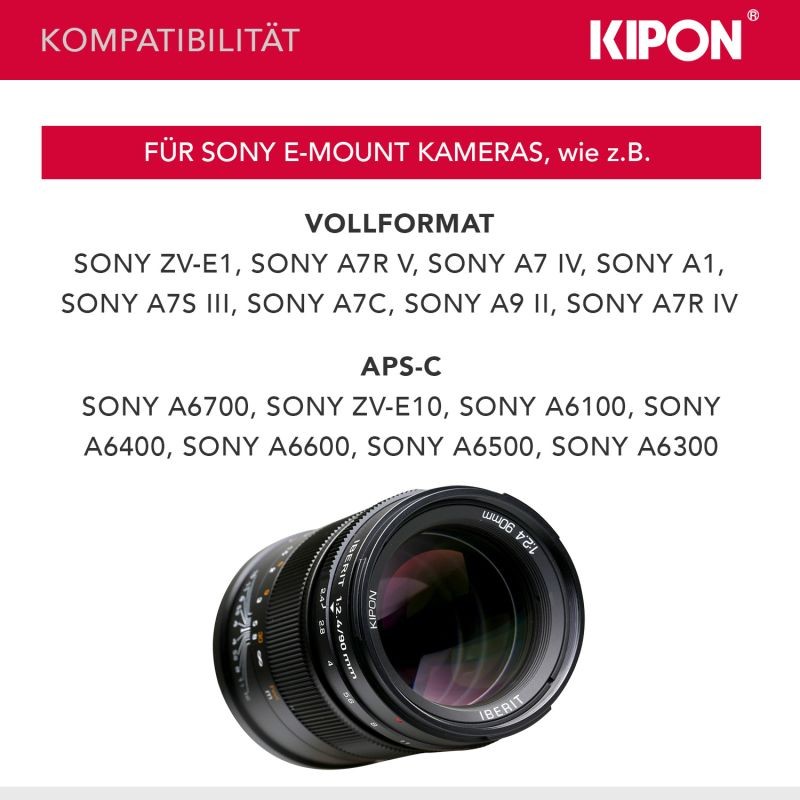 Kipon Iberit 90mm F2.4 manuaalinen objektiivi Sony E -kennolle