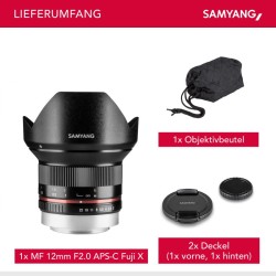 Samyang 12mm F2.0 laaja-kulmainen kiinteä objektiivi Fuji X APS-C MF musta