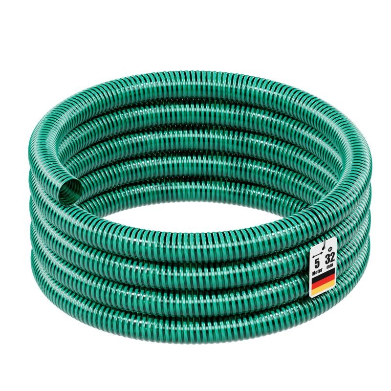Imu- ja painesletku 32 mm, 5 m, vihreä, PVC, lampupumpuille ja talousvesilaitteille