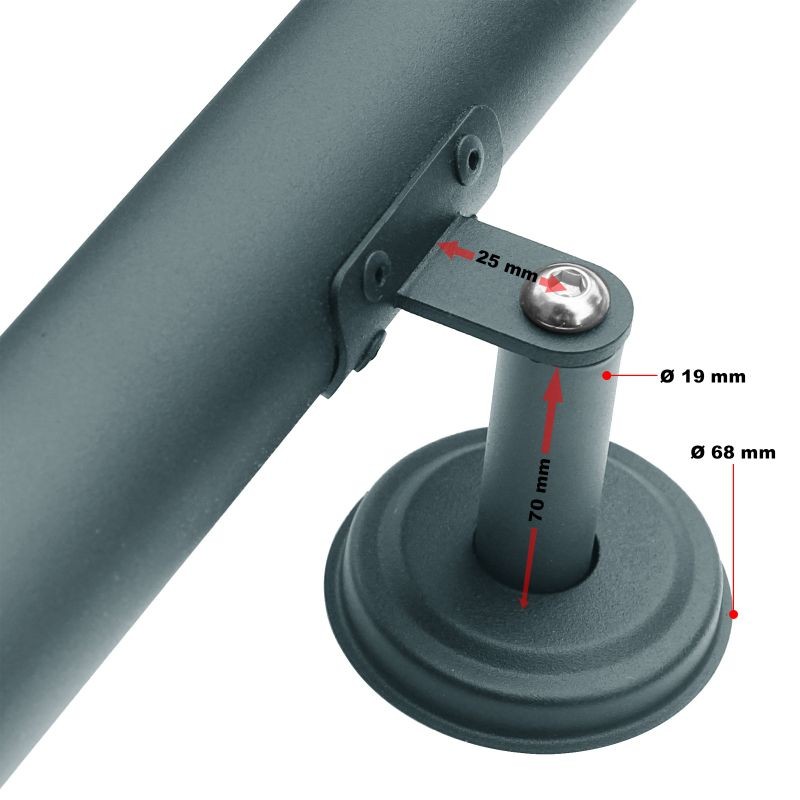 Kaide 100 cm, ruostumaton teräs, antrasiitti, kiinnikkeet