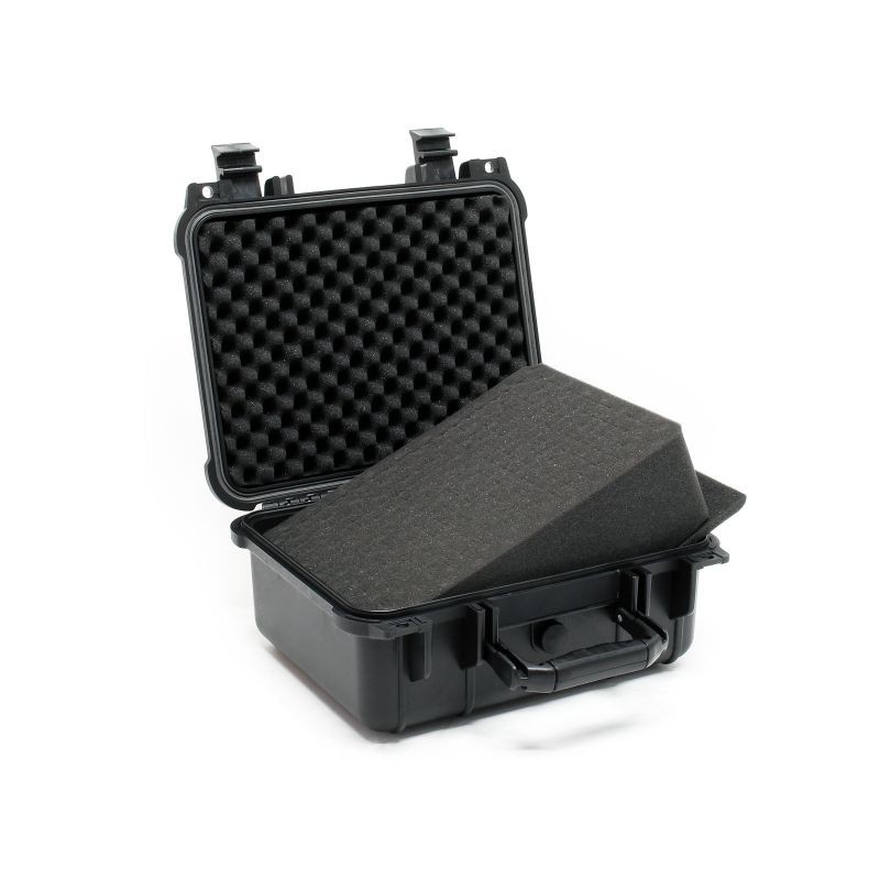 Universaali vedenpitävä suojalaukku 270 x 246 x 124 mm, musta, paineentasausventtiili ja vaahtomuovipehmusteet