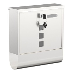 Postilaatikko ruostumatonta terästä hopea 305 x 100 x 340 mm sanomalehtiputkella ja lukolla