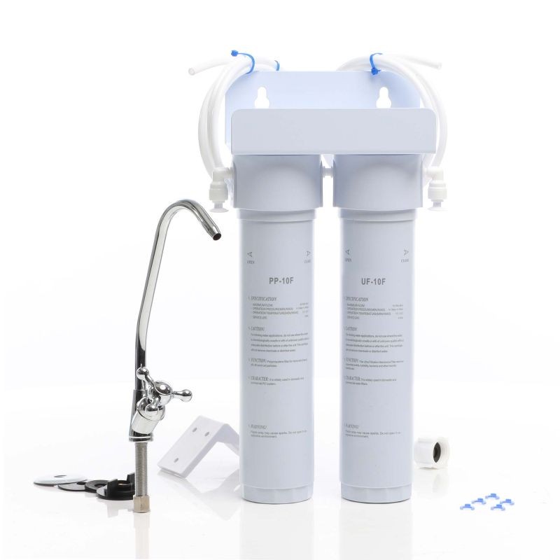 Naturewater NW-2-PPUF 2-vaiheinen vedenpuhdistin tiskialtaan alle, sedimentti- ja ultrasuodatin, hana