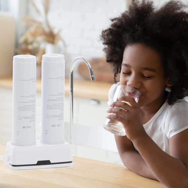 Naturewater NW-2-CTOUF 2-vaiheinen pöytämallinen vedenpuhdistin, aktiivihiili- ja ultrafilter-suodatin